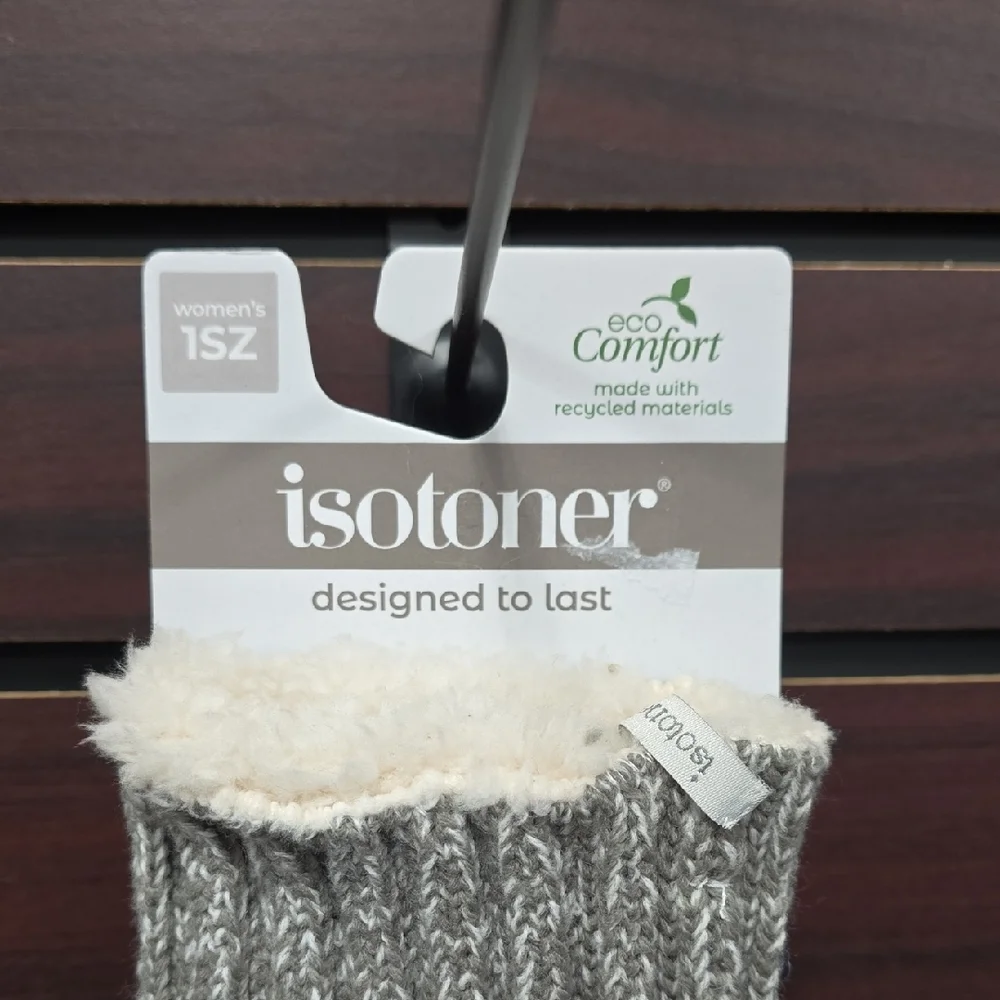 Isotoner | Adult Snowflake Knit Gloves – Light Gray Sherpasoft Lined | OSFM - Picture 3 of 8